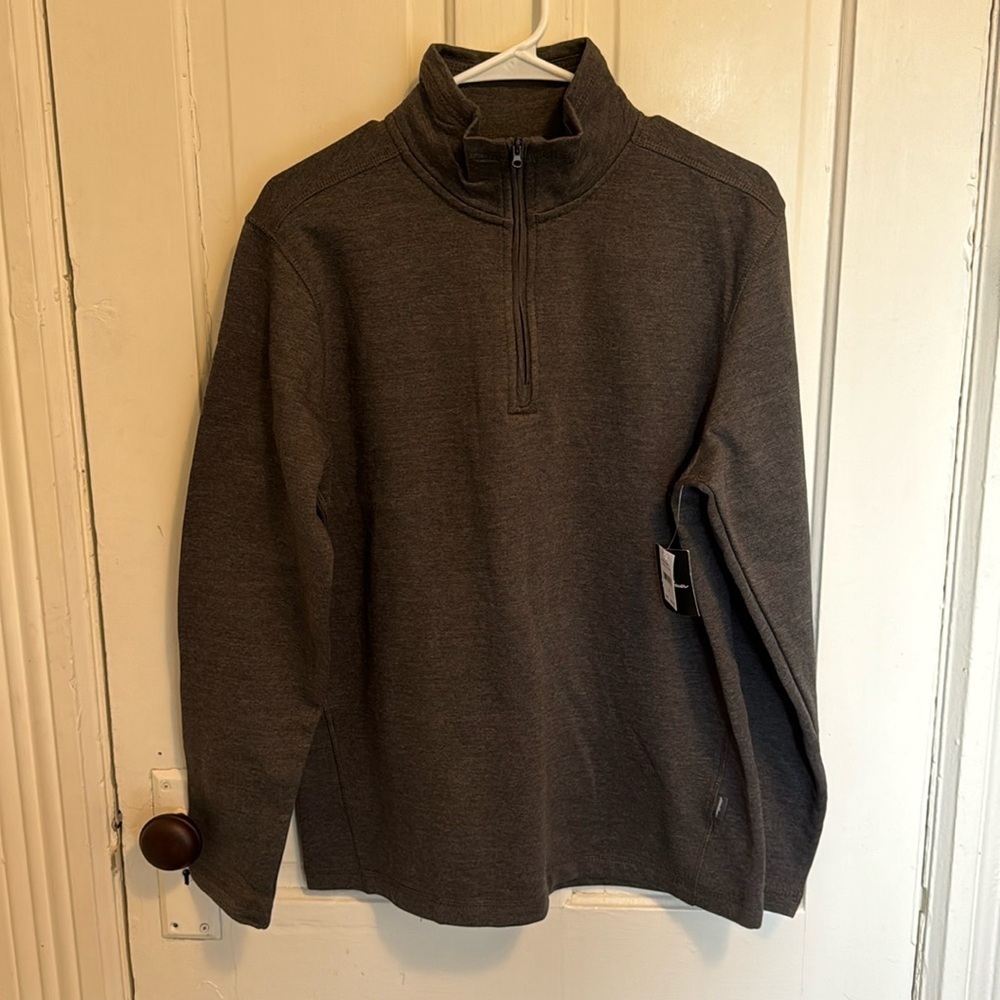 Men’s Eddie Bauer Charcoal Heather Quarter-zip Lightweight Sweatshirt